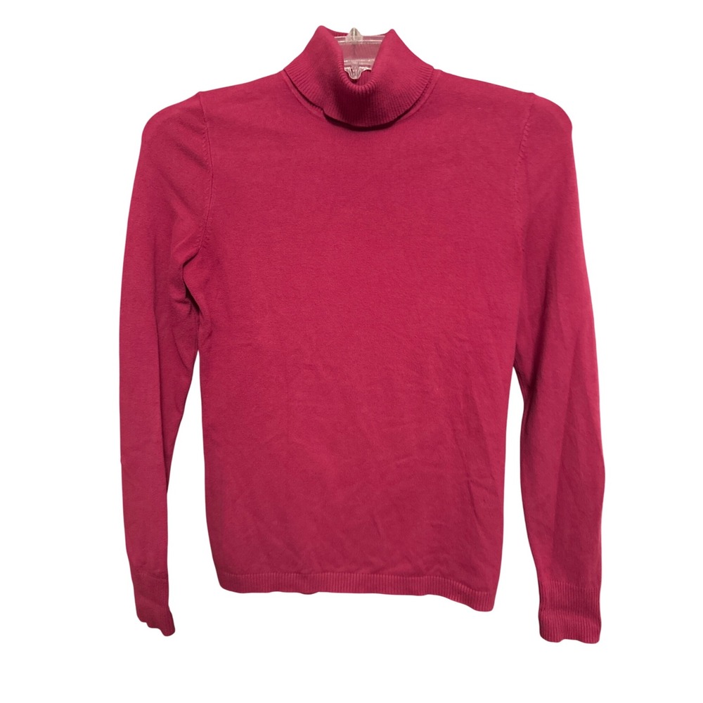 Talbots Women's Pink Turtleneck Sweater‎ Size Small Cotton Blend Long Sleeve